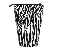 IguaTu Zebra Print Expandable Pencil Case, Telescopic Stationery Organizer, Durable Oxford Fabric Multi-Use Bag for Pens, Makeup