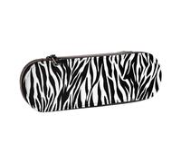 IguaTu Zebra Print Hard Shell Leather Pencil Case & Makeup Organizer - Waterproof Zippered Cosmetic Brush Bag, Compact Travel Pen Pouch for School, Office Gift