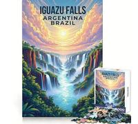 Iguazu Falls, Argentina∕Brazil's Shared Treasure Jigsaw Puzzle 1000 Piece for Adults Focus Boost Real Thick Family Play Night Play (38x52cm)