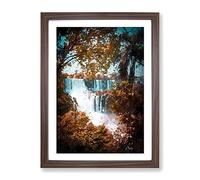 Iguazu Falls National Park In Argentina Modern Framed Print | A3 Walnut Framed Wall Art | Ready to Hang | Modern Nature Picture | Living Room Bedroom Lounge Office