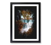 Iguazu Falls National Park in Argentina Paint Splash Framed Print | A2 Black Framed Wall Art | Ready to Hang | Modern Nature Picture | Living Room Bedroom Lounge Office