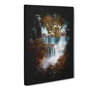 Iguazu Falls National Park In Argentina Paint Splash Modern Canvas Wall Art Print Ready to Hang, Framed Picture for Living Room Bedroom Home Office Décor, 24x16 Inch (60x40 cm)