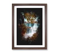 Iguazu Falls National Park In Argentina Paint Splash Modern Framed Print | A4 Walnut Framed Wall Art | Ready to Hang | Modern Nature Picture | Living Room Bedroom Lounge Office