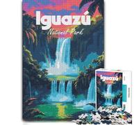 Iguazu National Park Waterfall Poster Jigsaw Puzzle for Adults, 300 Pieces | Puzzle for Adults - tabletop activity for celebrations with tabletop activity for adults.
