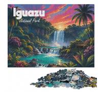 Iguazu National Park Waterfall Wooden Jigsaw Puzzle, Adults, 1000 Pieces | Fresh-start puzzle gift: activity for family time at home.