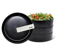 igunja Bowl Pasta Plate Size XL Premium Stoneware Crockery Set Black [4-Piece Large 1L Vol.] 100% Handmade Cereal Bowl Ramen Bowl Smoothie Bowl Soup Bowl Black Tableware