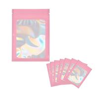 IGXX 100Pcs Mylar Bags 7x10cm - Resealable Small Ziplock Bags, Aluminium Foil Pouch for Food, Sandwich, Jewelry & Business Packaging, Smell Proof Baggies (Pink, 7x10cm)