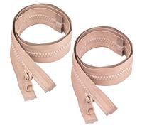 IGXX 2 Pack 70cm Waterproof-Style Separating Jacket Zips, Heavy Duty No.5 Chunky Plastic Teeth, Open-End Zipper Replacement for Crafts, Garments, Cushions - Grey Pink