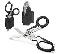 IGXX 6-in-1 Trauma Shears Folding Scissors Pliers, Stainless Steel Medical Shears with Strap Cutter & Glass Breaker, Black, Paramedic Scissors, Raptor Shears Style, Tough Cut Scissors