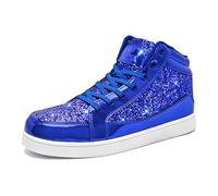IGxx Gold Shoes Sparkly Men Glitter Shiny Sequin Metallic Boots, Glitter Blue, 11.5