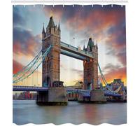 igyhuij 3D Shower Curtain London - Waterproof Mould Proof Resistant Bathroom Curtains London Shower Curtains - Polyester Fabric Washable Bath Curtains 200x200 cm 12 Hooks k6253
