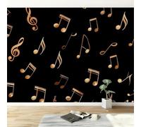igyhuij Black Musical Notes Photo Wallpaper Non-Woven 3D Effect Panoramic Wall Mural 100x70 cm - Modern Music Theme Murals for Bedroom, Living Room, Home Decor Wall Art Backdrop Poster m133
