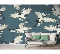 igyhuij Japanese Style Photo Wallpaper Non-Woven 3D Effect Panoramic Wall Mural 100x70 cm - Modern Crane Murals for Bedroom, Living Room, Home Decor Wall Art Backdrop Poster m353