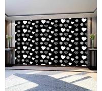 igyhuij Non-Woven Photo Wallpaper Black Love Heart 3D Effect Panoramic Wall Mural 400x280 cm - Modern Snowflake Murals for Bedroom, Living Room, Home Decor Wall Art Wallpaper Poster m1382