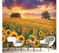 igyhuij Sunflower Field Photo Mural Wallpaper Non-Woven 3D Effect Panoramic Wall Mural 300x210 cm - Modern Nature Scenery Murals for Bedroom, Living Room, Home Decor Wall Art Wallpaper Poster m1020