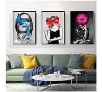 IGZAKER Canvas Painting Portrait Poster Abstract Sexy Naked Woman with Flower Butterfly Wall Pictures for Living Room Cuadros Home Decor - 50 x 50 cm x 3 Pieces No Frame