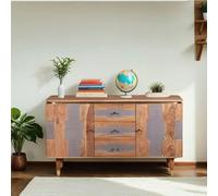 IH Design Alicia Acacia Wood 2 Doors 3 Drawers Sideboard in Grey IH Design Grey