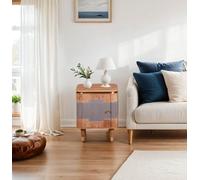 IH Design Alicia Acacia Wood Bedside Table With Storage in Grey IH Design Grey