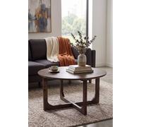 IH Design Bathwick Dark Mango Wood Lacquered Round Coffee Table 80cm in Brown IH Design Brown