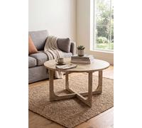 IH Design Bathwick Natural Solid Mango Wooden Round Coffee Table in Light Brown IH Design Light Brown