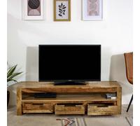 IH Design Bratton Mango Wooden Large TV Stand With 3 Drawers in Brown IH Design Brown
