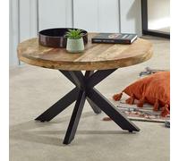 IH Design Bratton Mango Wooden Round Coffee Table Spider Legs in Brown IH Design Brown