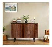 IH Design Carney Mango Wood Slatted Large 2 Doors Sideboard -Walnut in Brown IH Design Brown