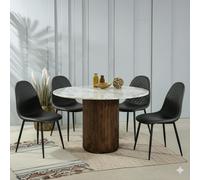 IH Design Corona PU Leather Steel Legs Dining Chairs (Set of 4) - PU Leather Chairs - Grey - 0