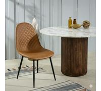 IH Design Corona PU Leather Steel Legs Dining Chairs (Set of 4) - PU Leather Chairs - Tan - 0