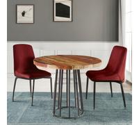 IH Design Dahila Reclaimed Boat Wood Round Dining Table - Wood - 90CM X 90CM X 78CM (LXDXH) - Dining Table