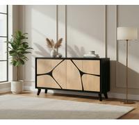 IH Design Dusk Mango Wood Wide Sideboard - Tan - Mango Wood & Engineered wood - BLACK DECO & LACQUER