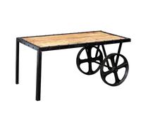 IH Design Franciscan Upcycled Industrial Vintage Mintis Cart Coffee Table in Brown IH Design Brown