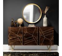 IH Design Jusleen Solid Mango Wood 2 Door 3 Drawer Extra Large Sideboard in Brown IH Design Brown