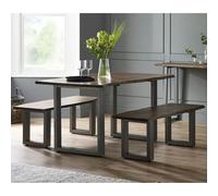IH Design Linden Live Edge Medium Sized Dining Table 1.5M Wood & Metal - Wood - 150x85x76 CM (LxDxH) - Dining Table