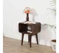 IH Design Malena Dark Mango Wood Bedside Open Curve Edges Table in Brown IH Design Brown