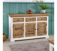 IH Design Milano Solid Mango Wood Large Sideboard 3 Doors & 3 Drawers White - Whitish - Wood - 1