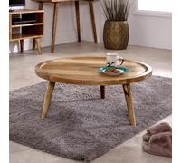 IH Design Ryley Light Mango Wood Round Low Coffee Table in Natural IH Design Natural