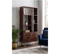 IH Design Silchester Dark Mango Multi Shelf Bookcase with Doors in Brown IH Design Brown