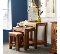 IH Design Ted Reclaimed Boat Nests of 3 Stools in Brown IH Design Brown