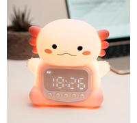 IHALO Axolotl Alarm Clock with Night Light, Cute Alarm Clocks Ok to Wake Bedside Table for kids, Silicone Rechargeable, Two Alarms, Date, Time, Bedroom Decoration for Girls Boys