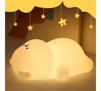 IHALO Baby Bear Night Light, 7 Colours 3 Modes Dimmable Night Light, Silicone Lamp, Rechargeable Led Night Light with Timer Function, for Children Bedroom Gift Bedside Lamp for Children