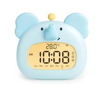 IHALO Elephant Alarm Clock for kids, Cute Bedside Alarm Clock with Night Light, Digital LED Display, 3.15 Inches, Three Alarms, Weekend Mode, Date, Time, Temperature, Rechargeable, Bedroom Decoration