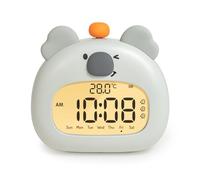 IHALO Koala Children's Alarm Clock with Night Light, Cute Bedside Alarm Clocks, Digital LED Display, 3.15 Inches, Three Alarms, Weekend Mode, Date, Time, Temperature, Rechargeable, Decoration for Baby