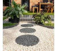 Ihana Garden Stepping Stone Grey Pebble Stone Effect Eco Friendly Recycled Rubber Dia 46Cm (Grey Pack Of 1)