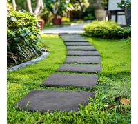 Ihana Slate Effect 30X30X2.5Cm Square Stomp Stone Recycled Rubber Steps Hard Wearing Heavy Duty Outdoor Pathway Tiles (10 Pcs)