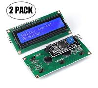 iHaospace 16x2 1602 LCD Display Screen Blue + IIC I2C Module Interface Adapter for UNO Raspberry Pi LCD1602 (2 Pack)