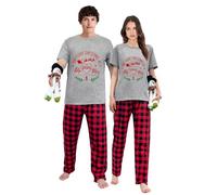 iHapHap 2025 Our First Christmas Mr Mrs Couple Short Plaids Christmas Pajamas Set For Adults(M,Mom)