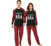 iHapHap Chillin With My Snowmies Family Christmas Matching Pajamas Set For Adults(4XL,Dad)