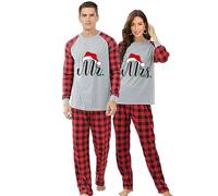 iHapHap Couple Mr and Mrs Christmas Matching Pajamas Set For Couples(2XL,Mom)
