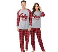 iHapHap Couple Mr Mrs Claus Christmas Matching Pajamas Set For Adults(XL,Dad)